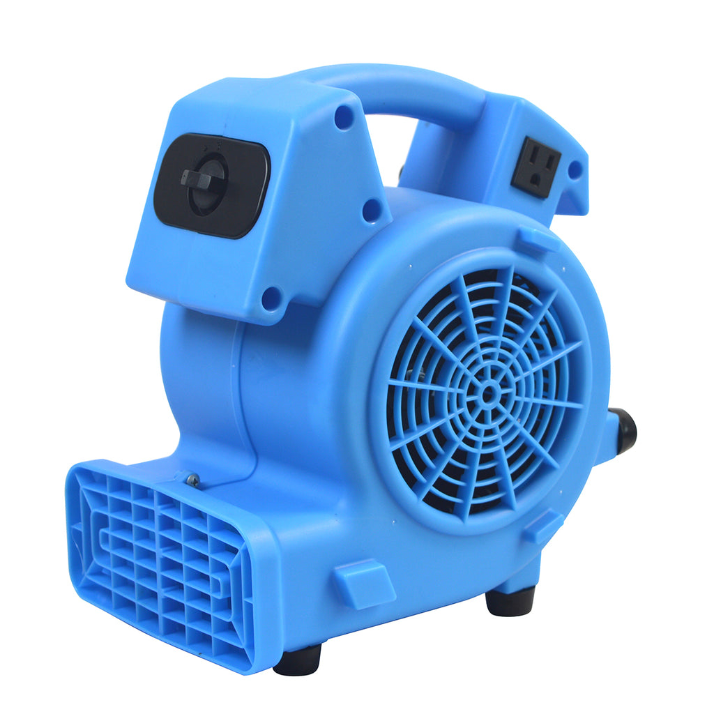 Blotek 1/8 HP Mini Air Mover Floor Dryer | 600 CFM Compact Carpet Dryer Fan | 3-Speed Portable Utility Blower with 4 Airflow Positions