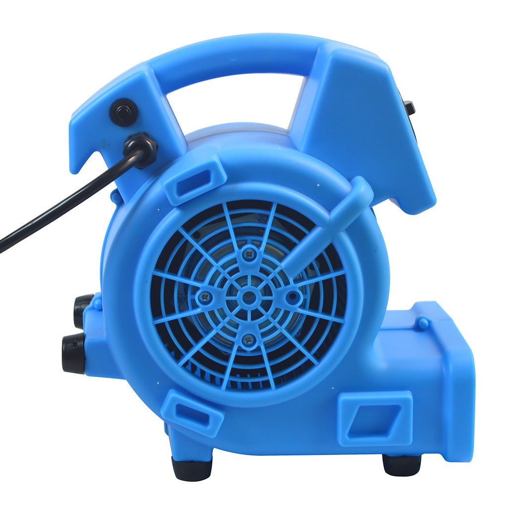 Blotek 1/8 HP Mini Air Mover Floor Dryer | 600 CFM Compact Carpet Dryer Fan | 3-Speed Portable Utility Blower with 4 Airflow Positions
