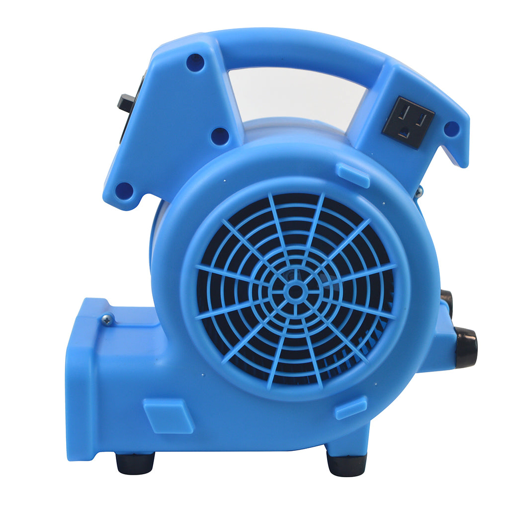 Blotek 1/8 HP Mini Air Mover Floor Dryer | 600 CFM Compact Carpet Dryer Fan | 3-Speed Portable Utility Blower with 4 Airflow Positions