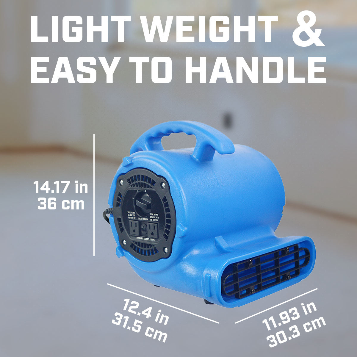 Blotek 1/2 HP Commercial Air Mover Floor Dryer | 2800 CFM Industrial Carpet Dryer Fan | 3-Speed High Velocity Blower with 4 Drying Positions & 15 ft Cord