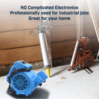 Blotek 1/8 HP Mini Air Mover Floor Dryer | 600 CFM Compact Carpet Dryer Fan | 3-Speed Portable Utility Blower with 4 Airflow Positions